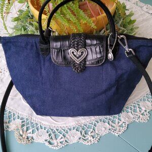 Foldable Denim Tote by Brighton with Crossbody Strap.